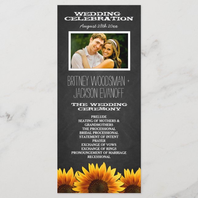 Photo Rustic Chalkboard Sunflower Programmes de ma (Devant)