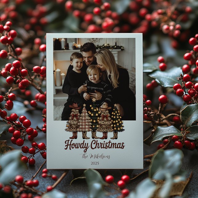 Photo Rustic Cowboy Boots Western Christmas Holiday Card (Creator Uploaded)
