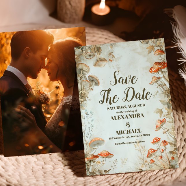 Photo Rustic Elegant Woodland Mushroom Wedding Save The Date (Creator Uploaded)