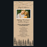 Photo Rustic Evergreen Pine Tree Wedding Programs<br><div class="desc">Photo Rustic Evergreen Pine Tree Wedding Programs - features a printed kraft paper background with evergreen or pine trees and string lights dangling at the top. Change the demo photo to one of your own.</div>