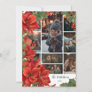 Photo Rustic Red Amaryllis Christmas Holiday Card