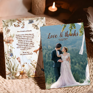 Photo Rustic Watercolor Woodland Wedding Thank You Card