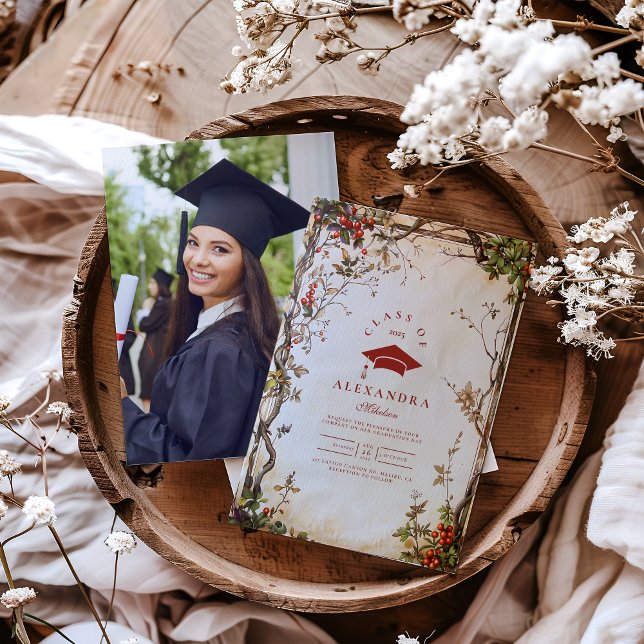 Photo Rustic Wildflowers Graduation Party Invitation (Creator Uploaded)