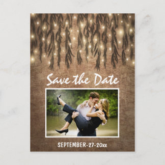 Photo Rustic Willow Tree Save the Date Postcards