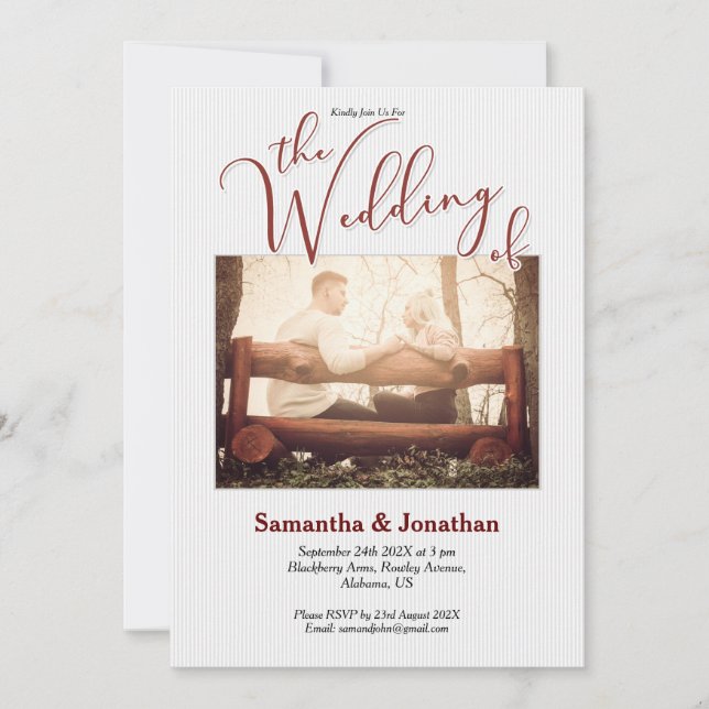 Photo Rustique Faire-part de mariage personnalisée (Devant)
