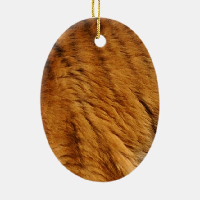 Photo-sampled Tiger Stripes Big Cat Wildlife Ceramic Ornament (Back)