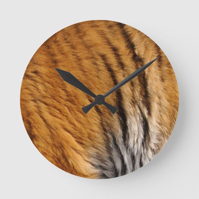 Photo-sampled Tiger Stripes Big Cat Wildlife Round Clock (Front)