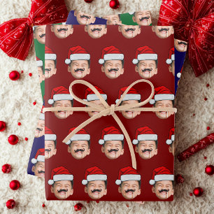Photo Santa Hat Christmas Gift Wrap, Baby Face Wrapping Paper Sheet