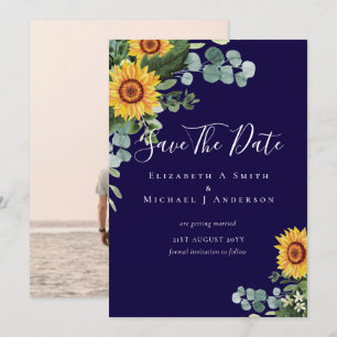 Photo Save Date Rustic SUNFLOWERS Greenery