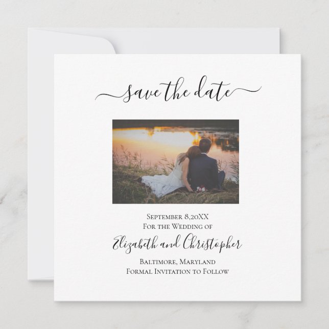 Photo Save The Date Card Elegant Formal Trendy  (Front)