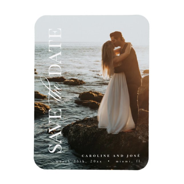 Photo Save the Date Card, Elegant Modern  Magnet (Vertical)