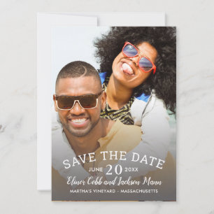 Photo Save the Date Card Modern Calligraphy Script