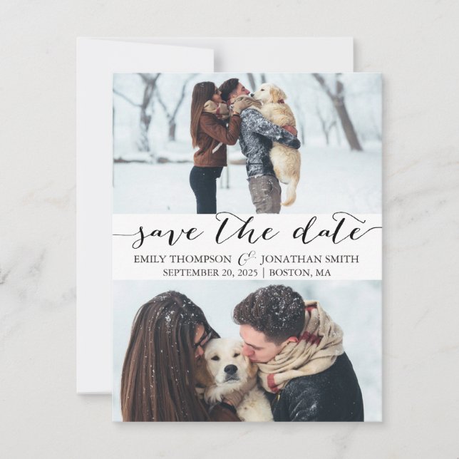 Photo Save the Date Card with Two Pictures (Front)