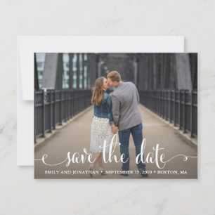 Photo Save the Date Cards Landscape, Rustic Script