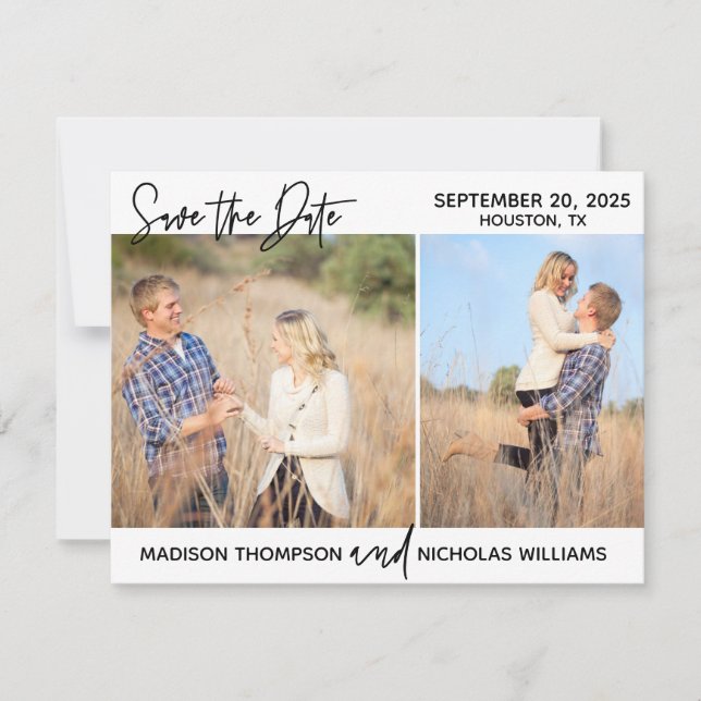 Photo Save the Date Cards with Two Pictures (Front)