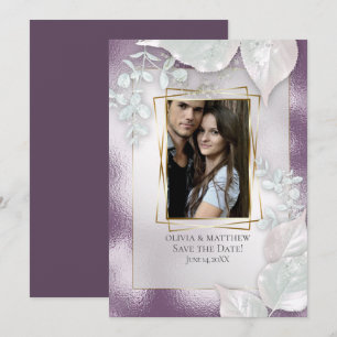 PHOTO SAVE THE DATE Eggplant Shimmer Invitation
