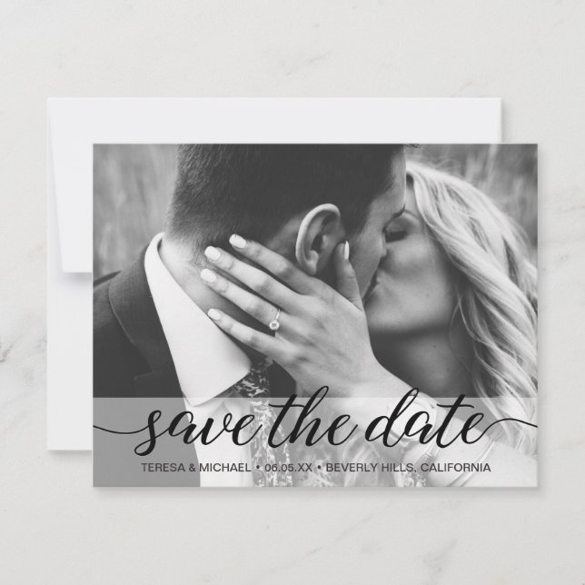 Photo Save the Date elegant script Wedding Website (Front)