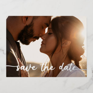 Photo Save the Date Foil Postcard - Silver