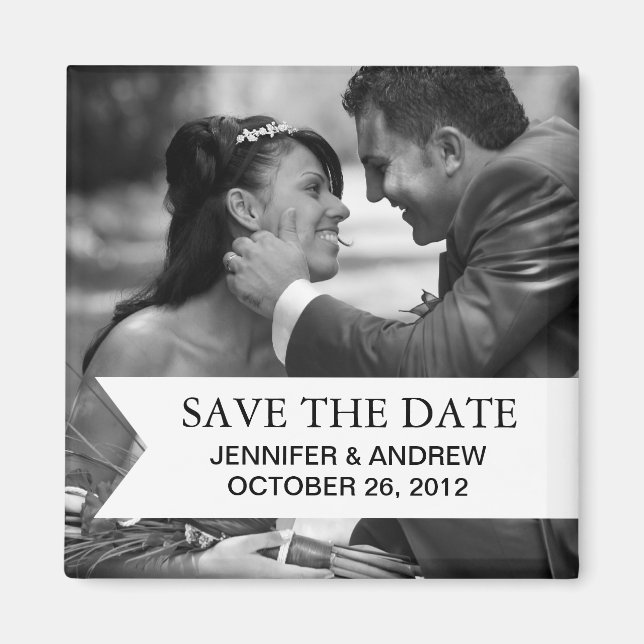 Photo Save the Date Magnet (black and white) (Front)