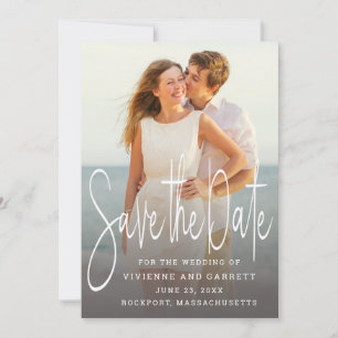 Photo Save the Date Modern Calligraphy Script