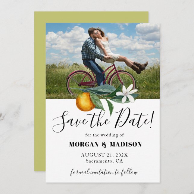 Photo Save the Date Oranges Wedding (Front/Back)