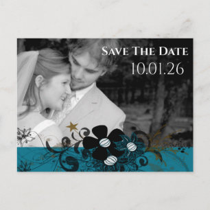 Photo Save the Date Photo Teal Blue Announcement Postcard