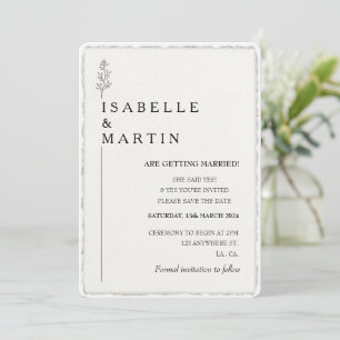 Photo Save the Date QR Code Deckled Edge Wedding  Invitation