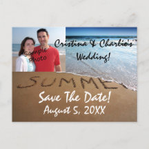 Photo Save The Date Summer Beach Wedding Postcards