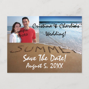 Photo Save The Date Summer Beach Wedding Postcards