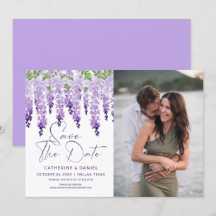 Photo Save The Date Watercolor Wisteria Wedding