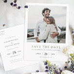 Photo Save the Date Wedding Invitation Postcard<br><div class="desc">This simple, elegant modern photo wedding save the date postcard template features your names and details in black beneath your photo. You might choose to change the font, punctuation or colour used for various text elements of this design on the front and/or back. For example, you might choose to give...</div>