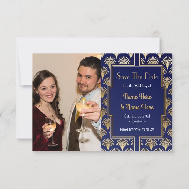 Photo Save The Date Wedding Party 1920s Art Deco (Front)