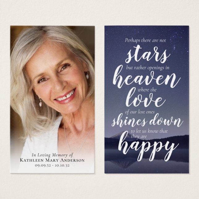 Photo Saying Memorial Prayer Card (Front & Back)