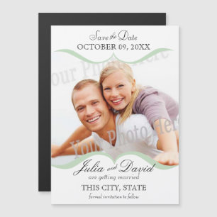 Photo Scallop Frame Mint Save the Date Magnetic Invitation