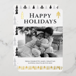 Photo Scandinavian Christmas Tree Personalized Foil Holiday Card
