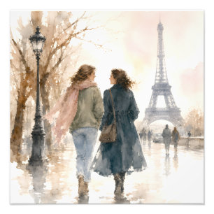 Photo Scène de rue romantique de Paris en impression