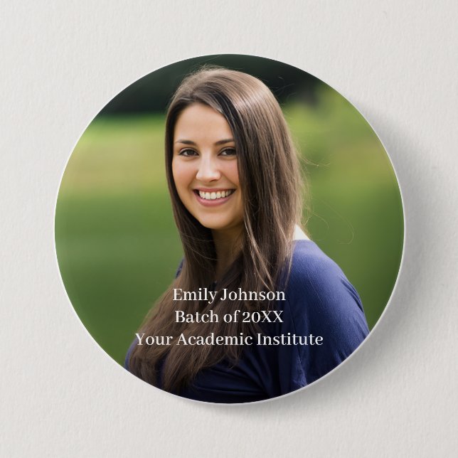 Photo School College Reunion Personalized Design 3 Inch Round Button (Front)