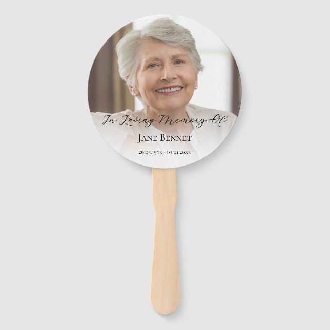 Photo Script In Loving Memory Memorial  Hand Fan (Front)