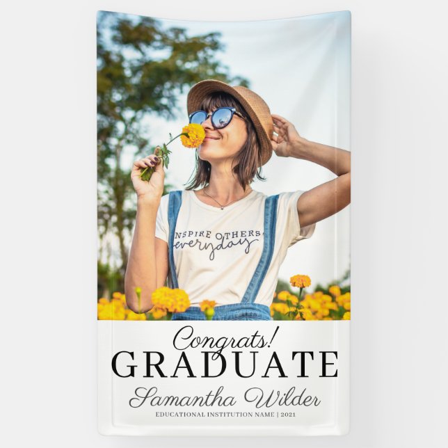 Photo Script Name Graduation Banner (Vertical)