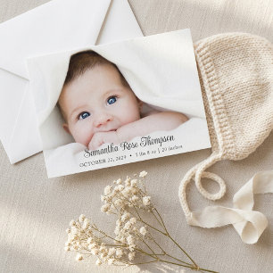 Photo Script New Baby Birth Announcement Card