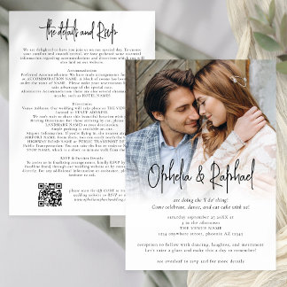 Photo Script QR Details RSVP Wedding All In One Invitation