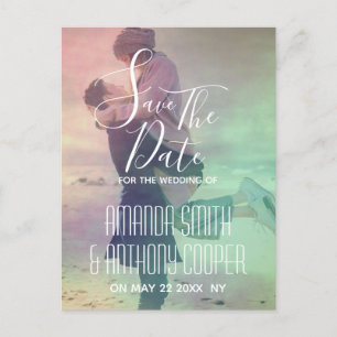 Photo script Save the date colourful overlay Invitation Postcard