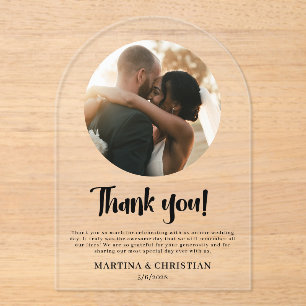 Photo Script Wedding Thank you Arch  Acrylic Invitations