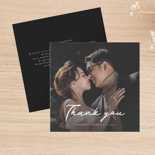 Photo Script Wedding Thank You Card (Wedding Thank You Photo Mini Card)