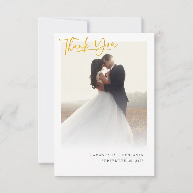 Photo Script Wedding Thank You Card (Front)