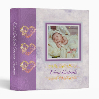 Photo & Scroll Hearts - Lilac Baby Binder
