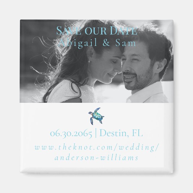  Photo Sea Turtle Beach Wedding Save the Date Magnet (Front)