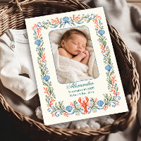 Photo Seashell Bow Birth Announcement