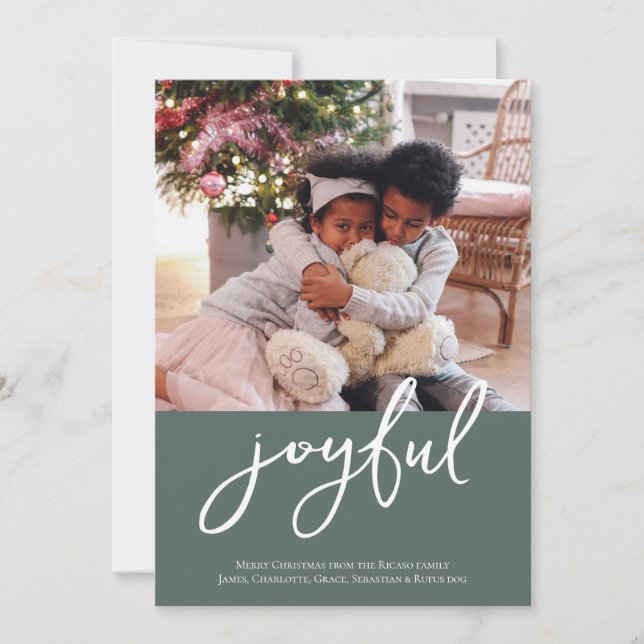 Photo Seasons Greetings Joyful Holiday Card (Front)