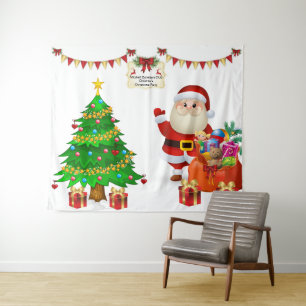 Photo Selfie Backdrop Christmas Personalize Text Tapestry